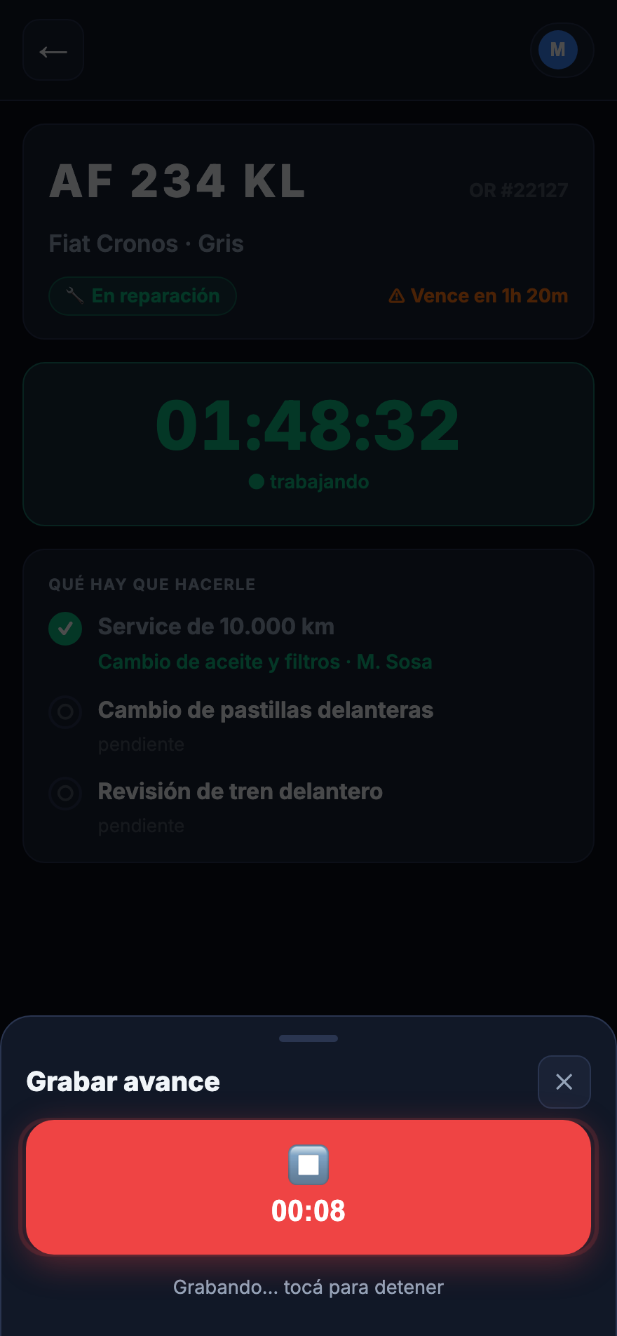 Grabar el avance por voz